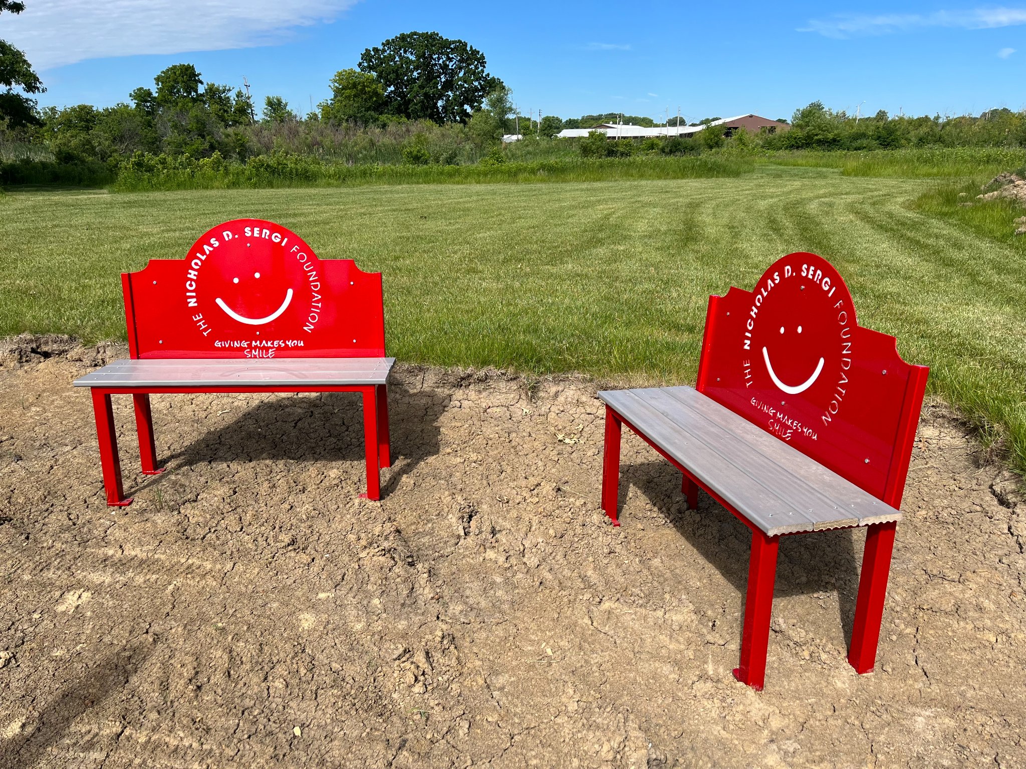 red benches